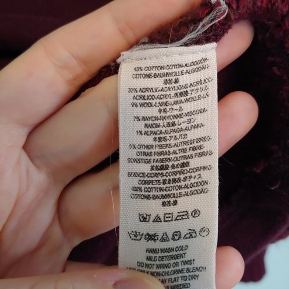 Free People Angel French Terry Panel Maroon Wool Alpaca Sweater Size Small - Picture 8 of 9